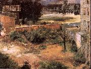 Adolph von Menzel Rear of House and Backyard oil painting on canvas